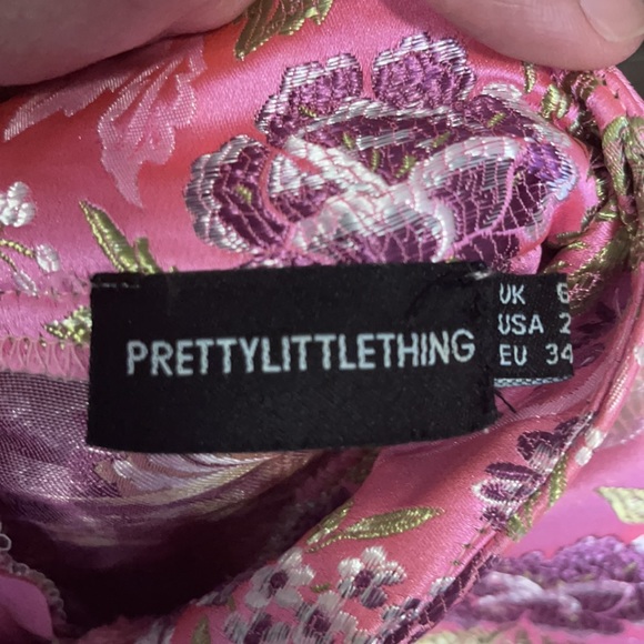 Light Pink Woven Oriental Print High Neck Bodysuit - Picture 4 of 5